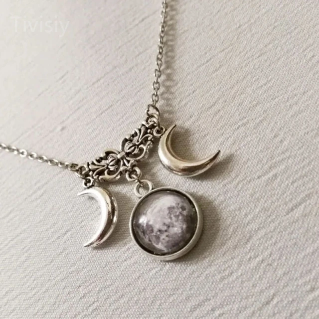 Triple Moon Pendant Necklace